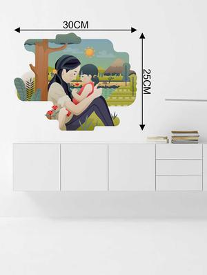Rawpockets Wall Decals ' Mom n Girl Wall Sticker ' Wall stickers (PVC Vinyl) Multicolour - 15733298 - Standard Image - 2