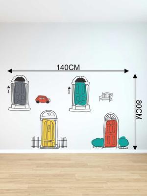 Rawpockets Wall Decals ' Doors n Street Story Wall Sticker ' Wall stickers (PVC Vinyl) Multicolour - 15733299 - Standard Image - 2