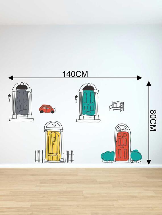 Rawpockets Wall Decals ' Doors n Street Story Wall Sticker ' Wall stickers (PVC Vinyl) Multicolour - 15733299 - Zoom Image - 2
