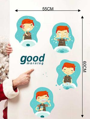 Rawpockets Wall Decals ' Good Morning Routine Wall Sticker ' Wall stickers (PVC Vinyl) Multicolour - 15733300 - Standard Image - 2