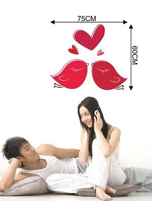Rawpockets Wall Decals ' Red Love Birds Heartin Wall Sticker ' Wall stickers (PVC Vinyl) Multicolour - 15733304 - Standard Image - 2