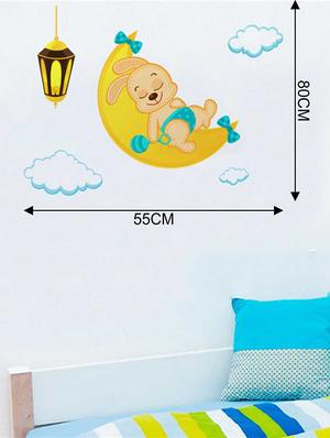 Rawpockets Wall Decals ' Teddy Bear n Moon Wall Sticker ' Wall stickers (PVC Vinyl) Multicolour - 15733305 - Standard Image - 2