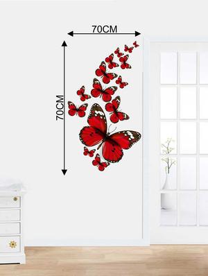 Rawpockets Wall Decals ' Red Butterfly Family Wall Sticker ' Wall stickers (PVC Vinyl) Multicolour - 15733307 - Standard Image - 2