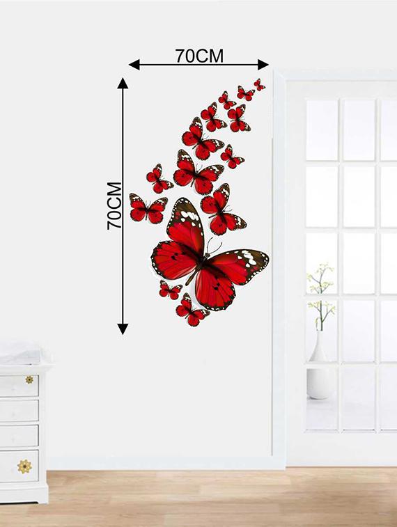 Rawpockets Wall Decals ' Red Butterfly Family Wall Sticker ' Wall stickers (PVC Vinyl) Multicolour - 15733307 - Zoom Image - 2