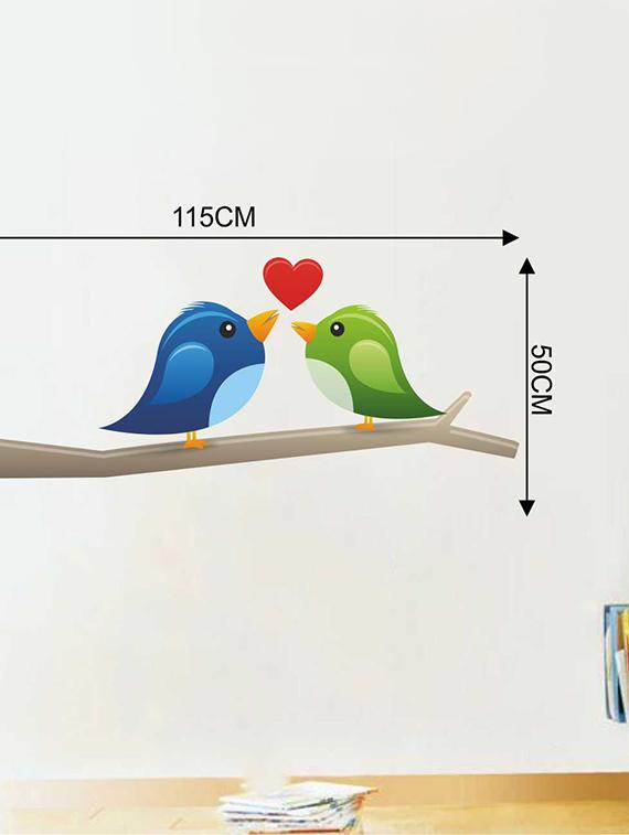 Rawpockets Wall Decals ' Love Birds Wall Sticker ' Wall stickers (PVC Vinyl) Multicolour - 15733318 - Zoom Image - 2