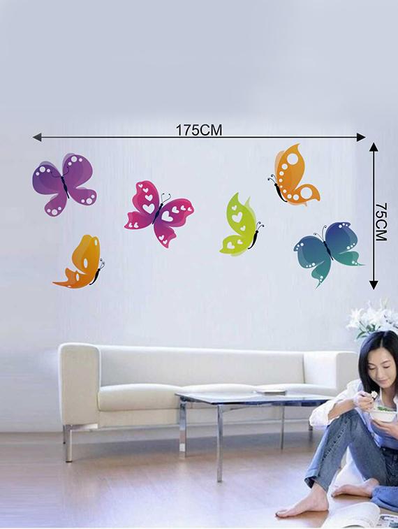 Rawpockets Wall Decals ' Colorful Butterflies Wall Sticker ' Wall stickers (PVC Vinyl) Multicolour - 15733319 - Zoom Image - 2