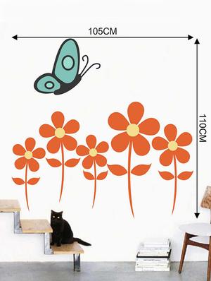 Rawpockets Wall Decals ' Flower n Butterfly Wall Sticker ' Wall stickers (PVC Vinyl) Multicolour - 15733320 - Standard Image - 2