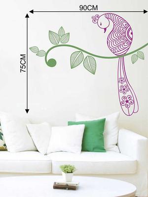 Rawpockets Wall Decals ' Peacock on Tree Wall Sticker ' Wall stickers (PVC Vinyl) Multicolour - 15733321 - Standard Image - 2