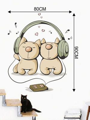Rawpockets Wall Decals ' Dog N Music Wall Sticker ' Wall stickers (PVC Vinyl) Multicolour - 15733322 - Standard Image - 2