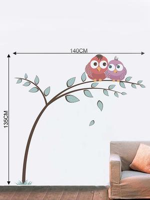 Rawpockets Wall Decals ' Owl on Tree Wall Sticker ' Wall stickers (PVC Vinyl) Multicolour - 15733325 - Standard Image - 2