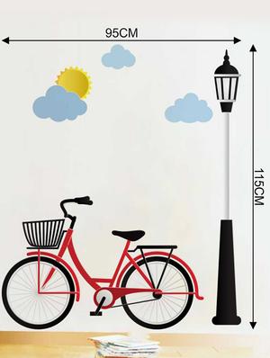Rawpockets Wall Decals ' Cycle Lamp Post Wall Sticker ' Wall stickers (PVC Vinyl) Multicolour - 15733326 - Standard Image - 2