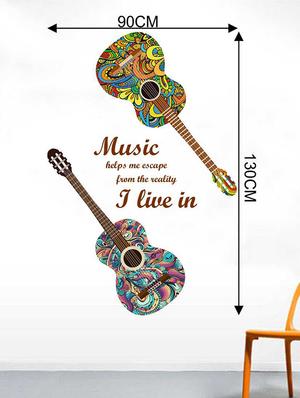 Rawpockets Wall Decals ' Guitar n Music Wall Sticker ' Wall stickers (PVC Vinyl) Multicolour - 15733331 - Standard Image - 2