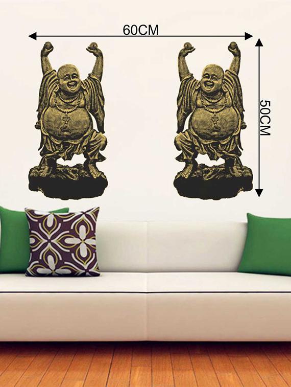 Rawpockets Wall Decals ' Laughing Buddha Wall Sticker ' Wall stickers (PVC Vinyl) Multicolour - 15733338 - Zoom Image - 2