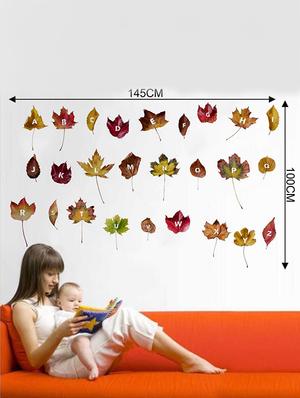 Rawpockets Wall Decals ' ABCD Leaf Wall Sticker ' Wall stickers (PVC Vinyl) Multicolour - 15733341 - Standard Image - 2