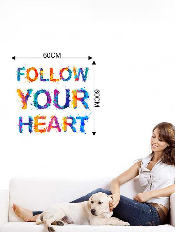 Rawpockets Wall Decals ' Follow Your Heart Wall Sticker ' Wall stickers (PVC Vinyl) Multicolour - 15733346 - Zoom Image - 2