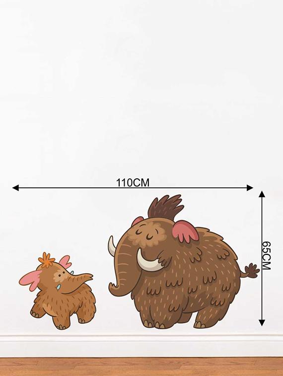 Rawpockets Wall Decals ' Cartoon Elephants Wall Sticker ' Wall stickers (PVC Vinyl) Multicolour - 15733357 - Zoom Image - 2