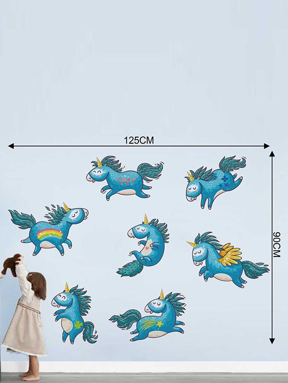 Rawpockets Wall Decals ' Cartoon Unicorn Wall Sticker ' Wall stickers (PVC Vinyl) Multicolour - 15733359 - Zoom Image - 2