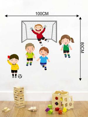 Rawpockets Wall Decals ' Kids Play Football Wall Sticker ' Wall stickers (PVC Vinyl) Multicolour - 15733363 - Standard Image - 2