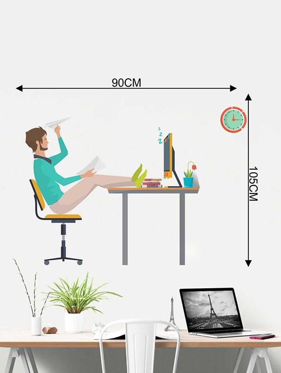 Rawpockets Wall Decals ' Office Desk Relaxation Wall Sticker ' Wall stickers (PVC Vinyl) Multicolour - 15733365 - Zoom Image - 2
