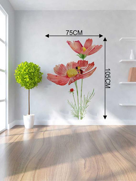 Rawpockets Wall Decals ' Honey Bee on Red Flower Wall Sticker ' Wall stickers (PVC Vinyl) Multicolour - 15733378 - Zoom Image - 2