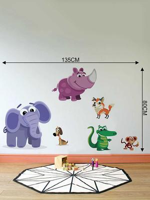 Rawpockets Wall Decals ' Cartoon Animals Wall Sticker ' Wall stickers (PVC Vinyl) Multicolour - 15733380 - Standard Image - 2