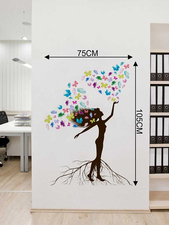Rawpockets Wall Decals ' Fantasy Girl n Butterflies Wall Sticker ' Wall stickers (PVC Vinyl) Multicolour - 15733385 - Zoom Image - 2