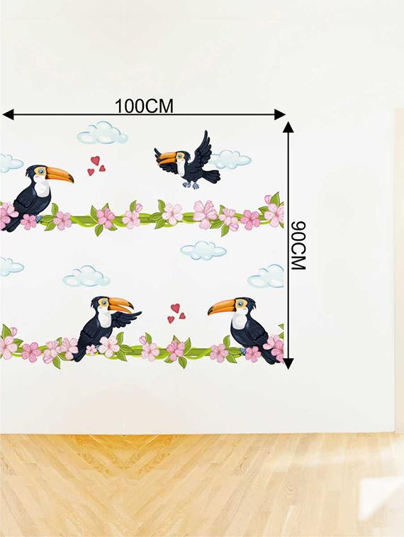 Rawpockets Wall Decals ' Wood Pecker Bird Love Wall Sticker ' Wall stickers (PVC Vinyl) Multicolour - 15733387 - Zoom Image - 2