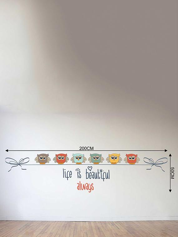 Rawpockets Wall Decals ' Life is a beautiful Quote n Bird Wall Sticker ' Wall stickers (PVC Vinyl) Multicolour - 15733388 - Zoom Image - 2