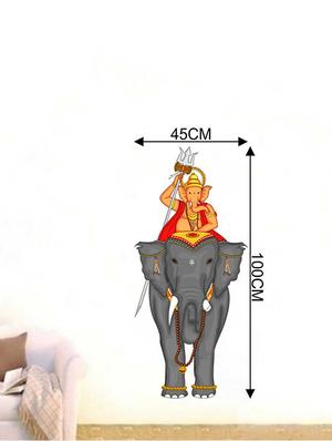 Rawpockets Wall Decals ' Lord Ganesha's Elephant Ride Wall Sticker ' Wall stickers (PVC Vinyl) Multicolour - 15733390 - Standard Image - 2