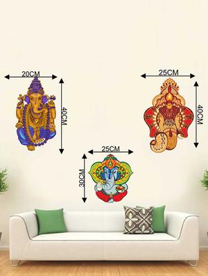 Rawpockets Wall Decals ' Lord Ganesha Combo Wall Sticker ' Wall stickers (PVC Vinyl) Multicolour - 15733391 - Standard Image - 2