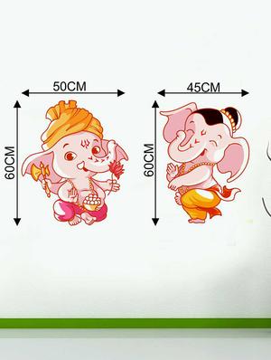 Rawpockets Wall Decals ' Lord Baby Ganesha Dual Combo Wall Sticker ' Wall stickers (PVC Vinyl) Multicolour - 15733395 - Standard Image - 2