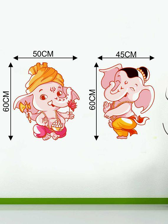 Rawpockets Wall Decals ' Lord Baby Ganesha Dual Combo Wall Sticker ' Wall stickers (PVC Vinyl) Multicolour - 15733395 - Zoom Image - 2