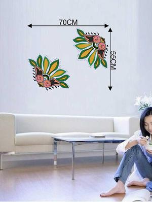 Rawpockets Wall Decals ' Border Decorative Green Flower Wall Sticker ' Wall stickers (PVC Vinyl) Multicolour - 15733396 - Standard Image - 2