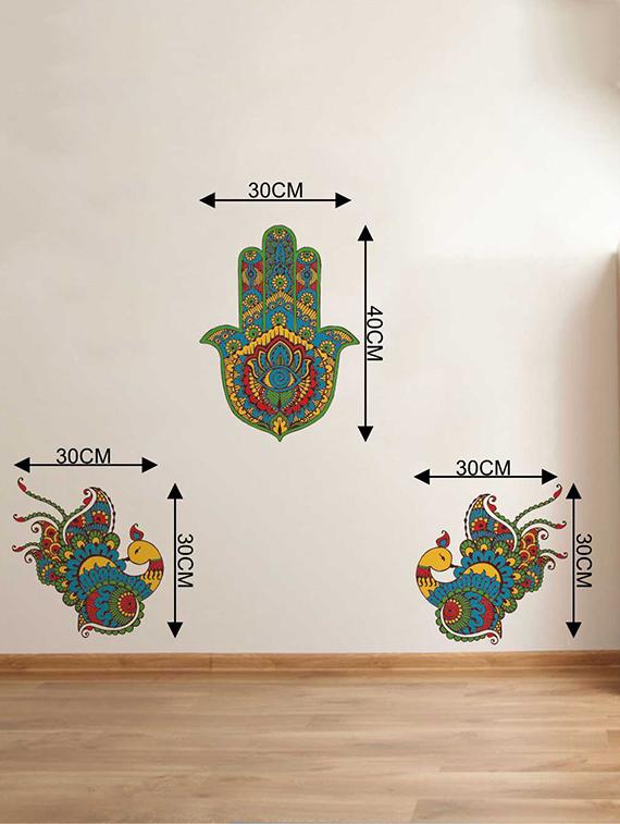 Rawpockets Wall Decals ' Positive Vibes & Peacock Decorative Wall Stickers ' Wall stickers (PVC Vinyl) Multicolour - 15733400 - Zoom Image - 2