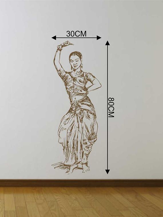 Rawpockets Wall Decals ' Women Classical Dance Pose' Wall Sticker ' Wall stickers (PVC Vinyl) Multicolour - 15733406 - Zoom Image - 2