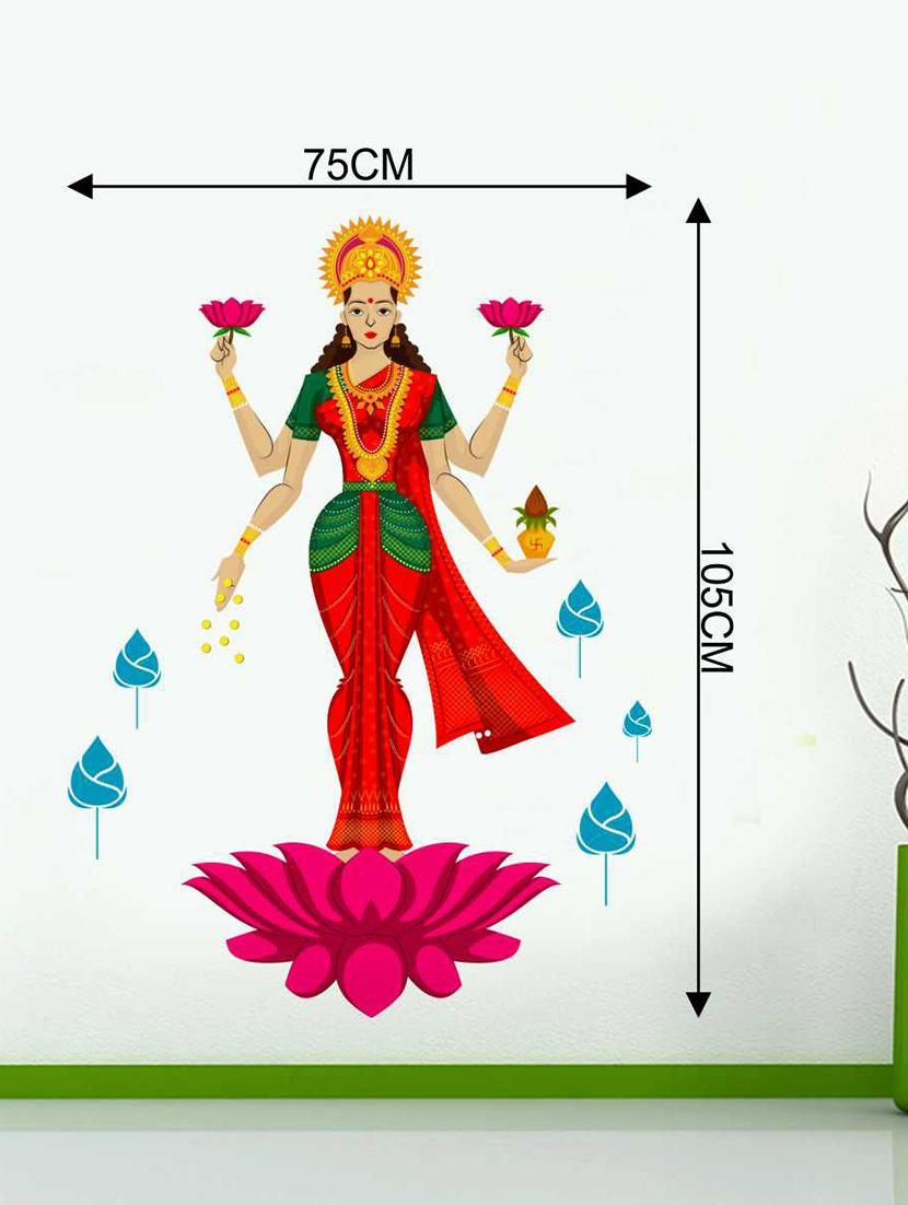 Rawpockets Wall Decals ' Goddess "Lakshmi Maa" Wall Decal Sticker ' Wall stickers (PVC Vinyl) Multicolour - 15733411 - Zoom Image - 2