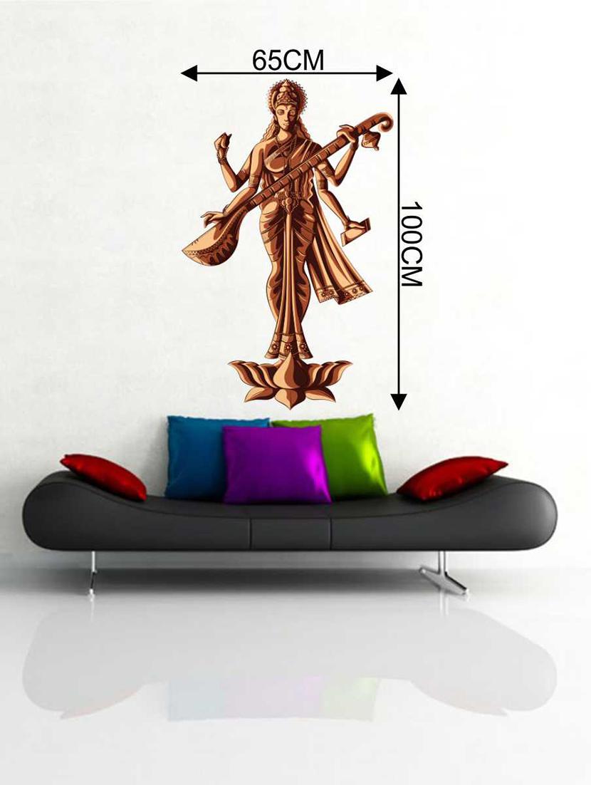 Rawpockets Wall Decals ' Saraswati Maa Wall Decal Sticker ' Wall stickers (PVC Vinyl) Multicolour - 15733413 - Zoom Image - 2