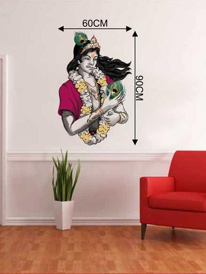 Rawpockets Wall Decals ' Sri Krishna with Peacock Petals Wall Decal Sticker ' Wall stickers (PVC Vinyl) Multicolour - 15733414 - Standard Image - 2