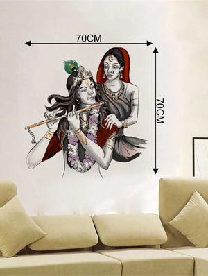Rawpockets Wall Decals ' Lord Krishna with Radha Wall Decal Sticker ' Wall stickers (PVC Vinyl) Multicolour - 15733415 - Standard Image - 2