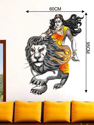Rawpockets Wall Decals ' Durga with Lion Wall Decal Sticker ' Wall stickers (PVC Vinyl) Multicolour - 15733418 - Standard Image - 2