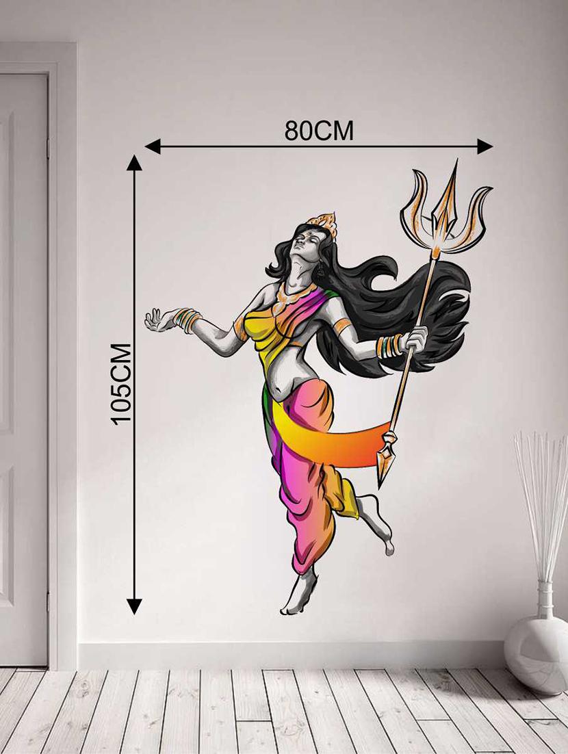 Rawpockets Wall Decals ' Durga Devi Dancing Wall Decal Sticker ' Wall stickers (PVC Vinyl) Multicolour - 15733420 - Zoom Image - 2