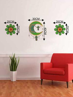 Rawpockets Wall Decals ' Decorative Flower and Half Moon Wall Decal Sticker ' Wall stickers (PVC Vinyl) Multicolour - 15733426 - Standard Image - 2