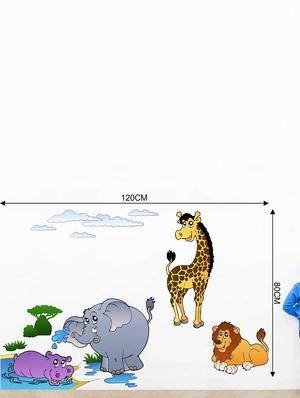 Rawpockets Wall Decals ' Baby Animals Jungle Story Wall Decal Sticker ' Wall stickers (PVC Vinyl) Multicolour - 15733427 - Standard Image - 2