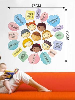 Rawpockets Wall Decals ' Kids and Sweet Words Wall Decal Sticker ' Wall stickers (PVC Vinyl) Multicolour - 15733428 - Standard Image - 2
