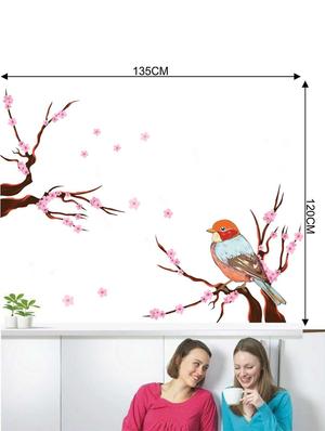 Rawpockets Wall Decals ' Pink Flower Trees and Bird Wall Decal Sticker ' Wall stickers (PVC Vinyl) Multicolour - 15733429 - Standard Image - 2