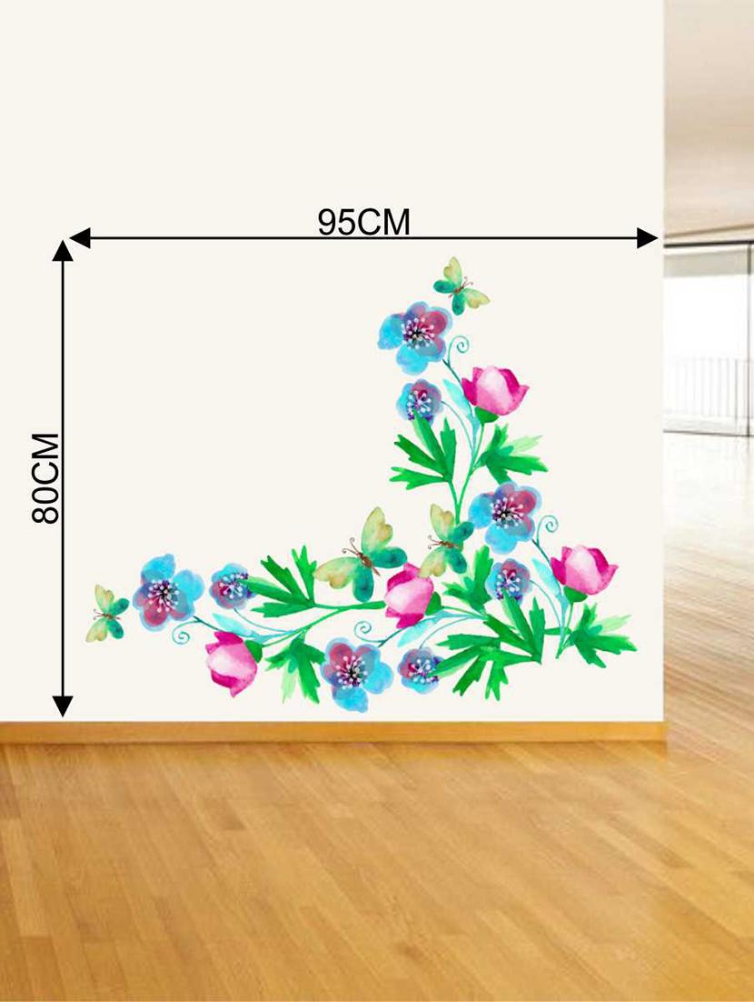 Rawpockets Wall Decals ' Beautiful Flowers and Butterfly Wall Decal Sticker ' Wall stickers (PVC Vinyl) Multicolour - 15733430 - Zoom Image - 2