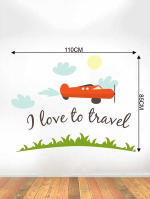Rawpockets Wall Decals ' I Love to Travel ' Wall Decal Sticker ' Wall stickers (PVC Vinyl) Multicolour - 15733432 - Standard Image - 2