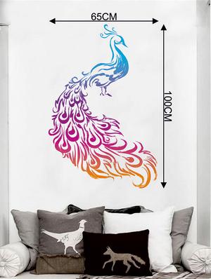 Rawpockets Wall Decals ' Peacock Wall Decal Sticker ' Wall stickers (PVC Vinyl) Multicolour - 15733440 - Standard Image - 2