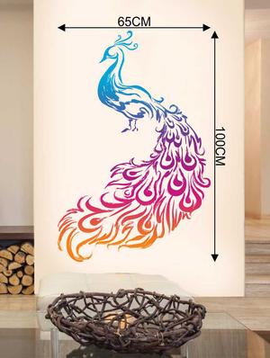 Rawpockets Wall Decals ' Crayon Peacock' Wall Decal Sticker ' Wall stickers (PVC Vinyl) Multicolour - 15733441 - Standard Image - 2