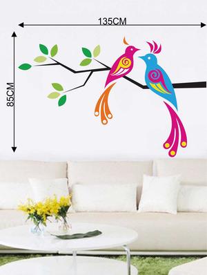 Rawpockets Wall Decals ' Love Birds on Tree' Wall Decal Sticker ' Wall stickers (PVC Vinyl) Multicolour - 15733442 - Standard Image - 2